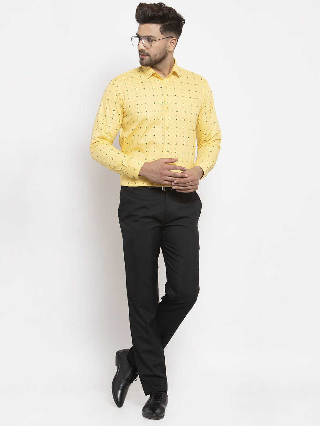Jainish Yellow Men's Cotton Printed Formal Shirt's ( SF 766Yellow ) - Distacart