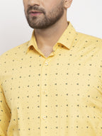 Jainish Yellow Men's Cotton Printed Formal Shirt's ( SF 766Yellow ) - Distacart
