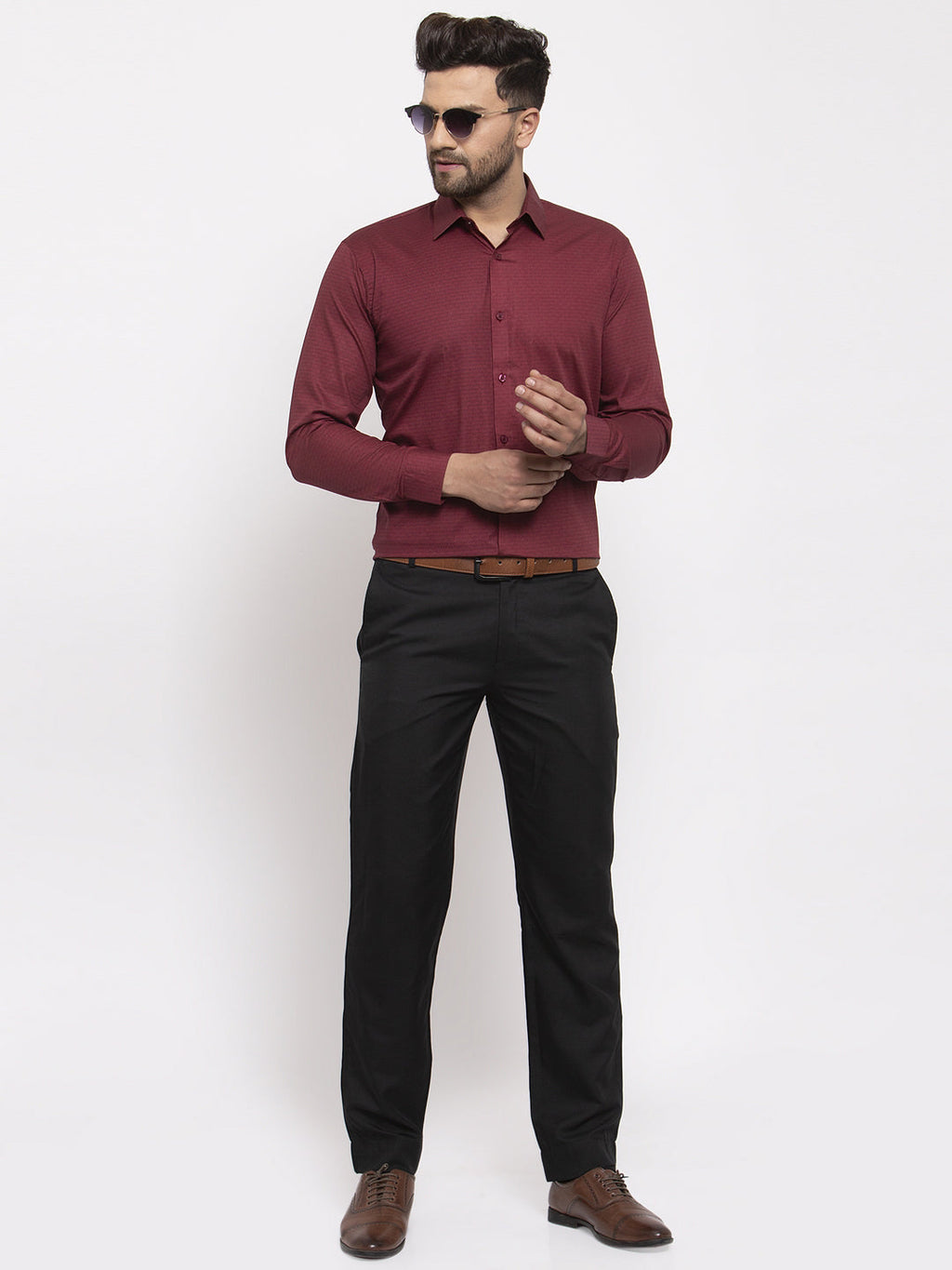 Jainish Maroon Men's Cotton Geometric Formal Shirt's ( SF 767Maroon ) - Distacart