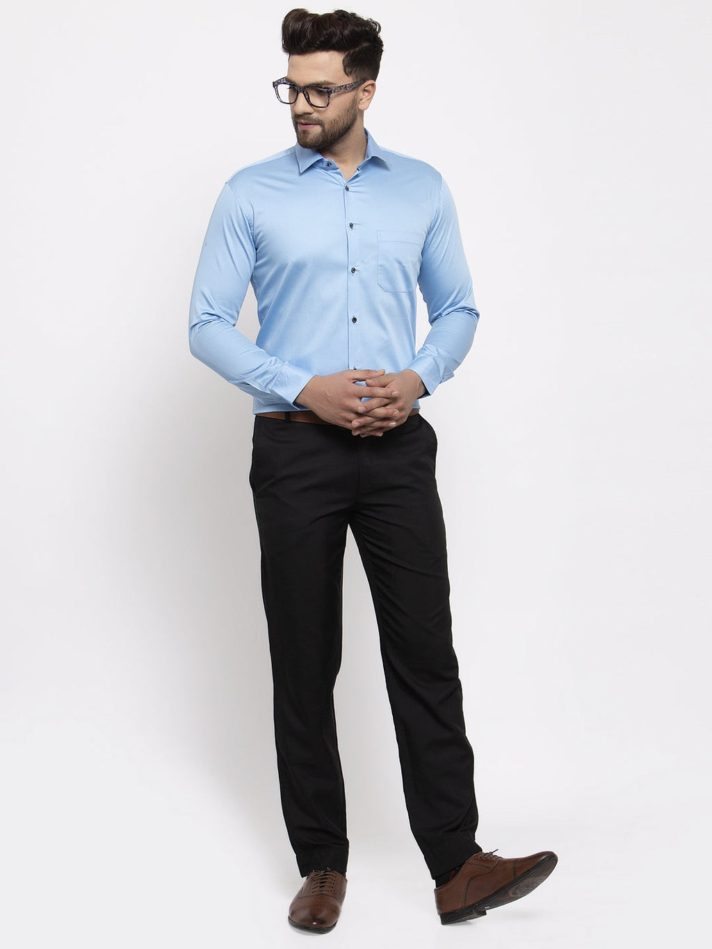 Jainish Blue Men's Cotton Solid Formal Shirt's ( SF 768Light-Blue ) - Distacart