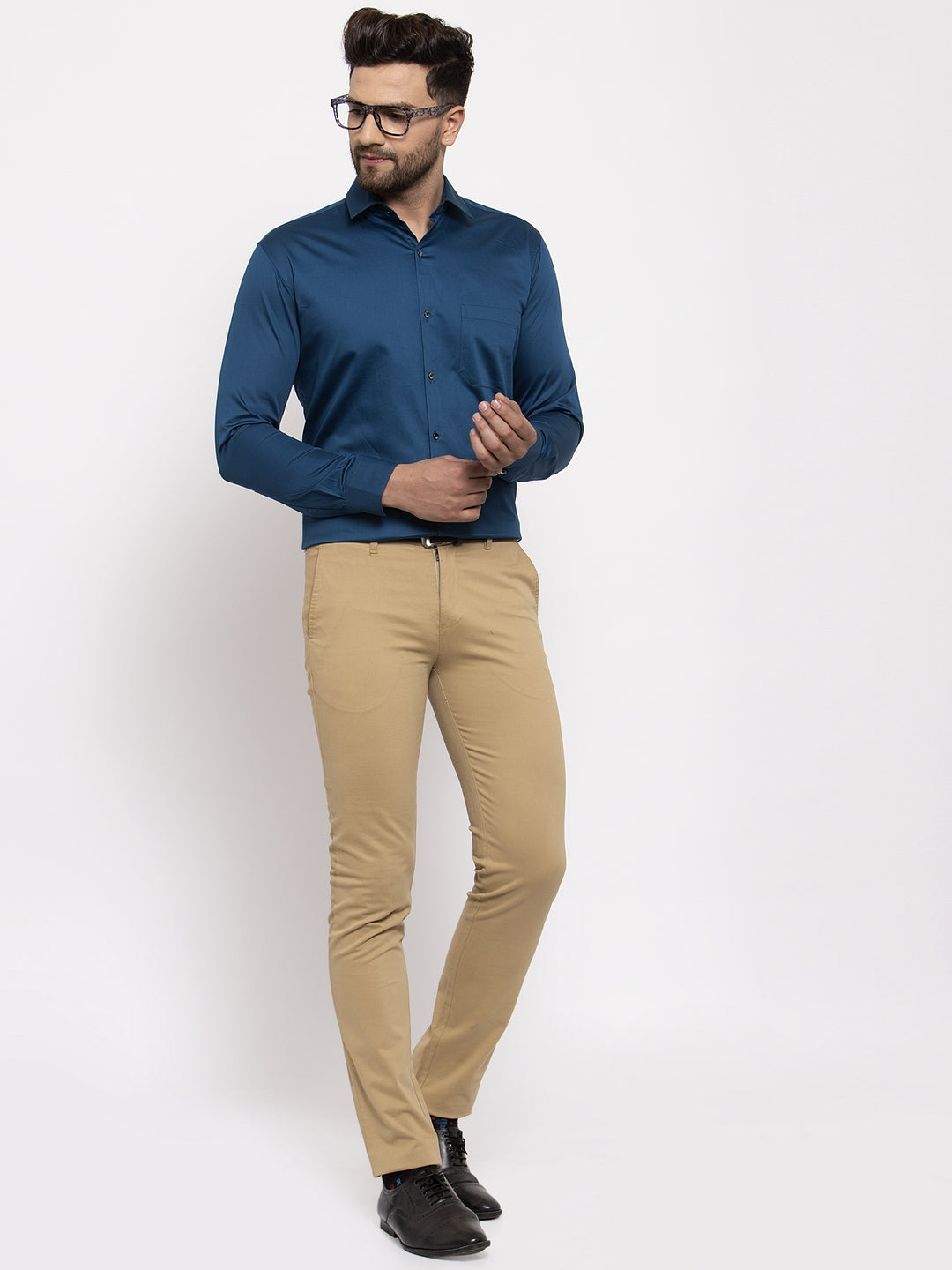 Jainish Navy Men's Cotton Solid Formal Shirt's ( SF 768Navy ) - Distacart
