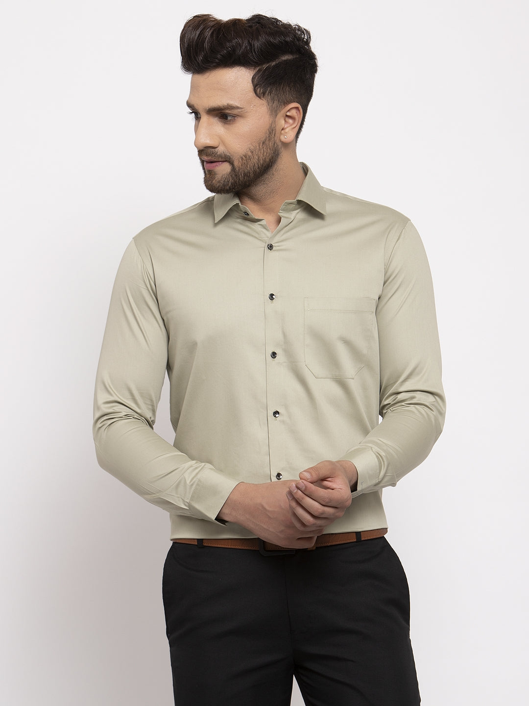 Jainish Silver Men's Cotton Solid Formal Shirt's ( SF 768Steel-Grey ) - Distacart