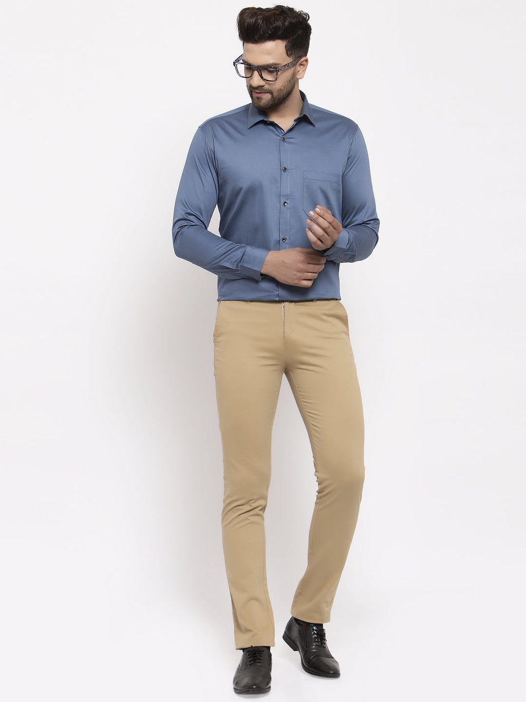 Jainish Navy Men's Cotton Solid Formal Shirt's ( SF 768Teal ) - Distacart