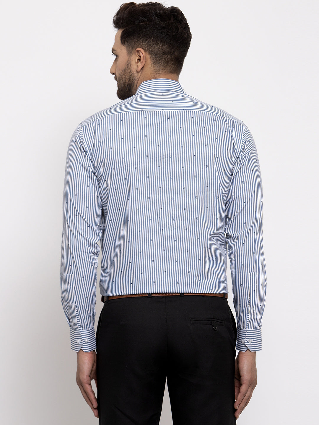 Jainish Grey Men's Cotton Striped Formal Shirt's ( SF 769Light-Grey ) - Distacart