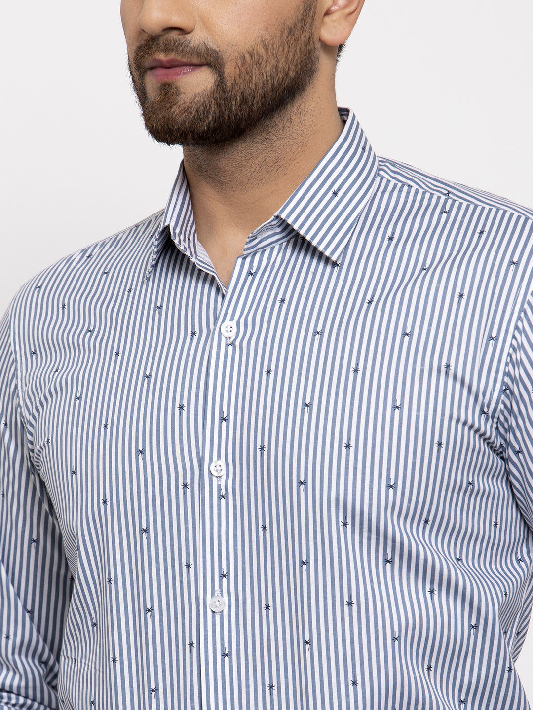 Jainish Grey Men's Cotton Striped Formal Shirt's ( SF 769Light-Grey ) - Distacart