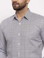 Jainish Black Men's Cotton Geometric Formal Shirt's ( SF 771Black ) - Distacart