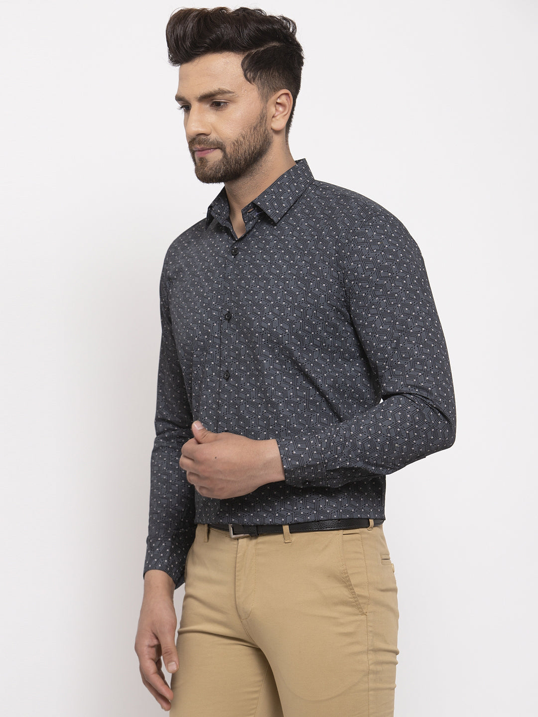 Jainish Black Men's Cotton Printed Formal Shirt's ( SF 772Black ) - Distacart