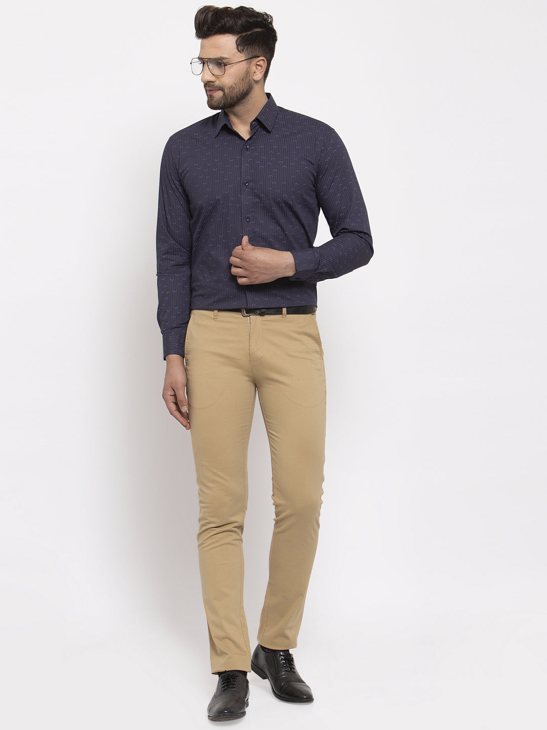 Jainish Navy Men's Cotton Printed Formal Shirt's ( SF 773Navy ) - Distacart