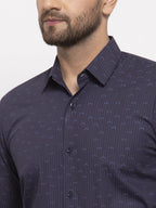 Jainish Navy Men's Cotton Printed Formal Shirt's ( SF 773Navy ) - Distacart