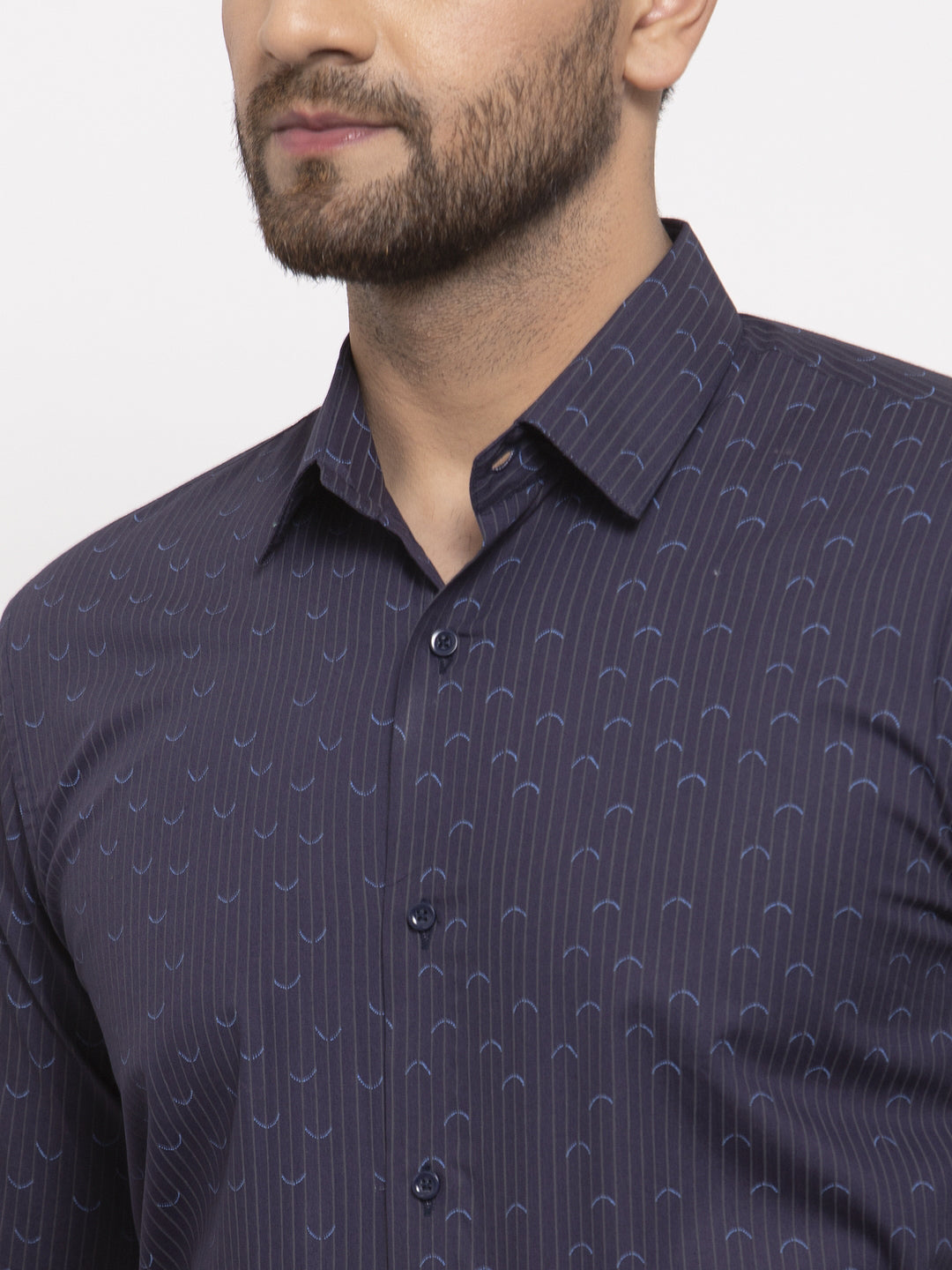 Jainish Navy Men's Cotton Printed Formal Shirt's ( SF 773Navy ) - Distacart