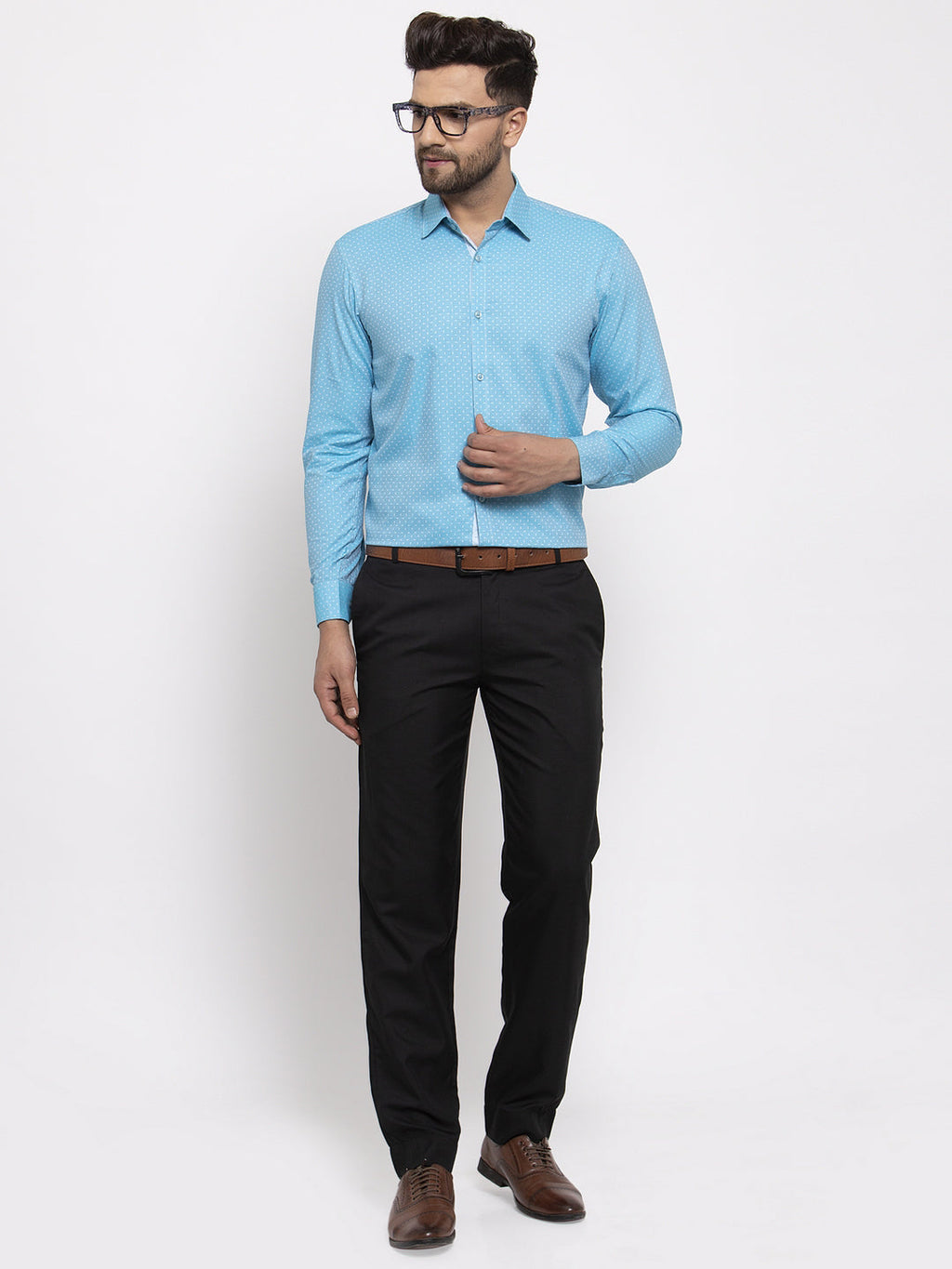 Jainish Blue Men's Cotton Printed Formal Shirt's ( SF 774Aqua ) - Distacart