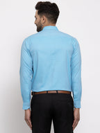 Jainish Blue Men's Cotton Printed Formal Shirt's ( SF 774Aqua ) - Distacart