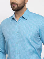 Jainish Blue Men's Cotton Printed Formal Shirt's ( SF 774Aqua ) - Distacart