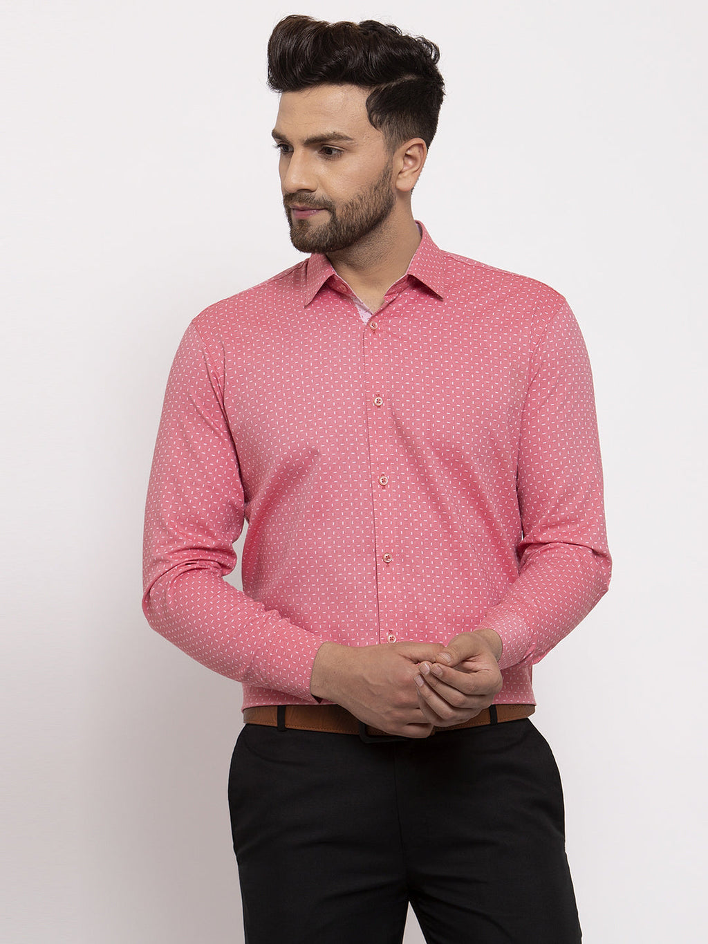 Jainish Red Men's Cotton Printed Formal Shirt's ( SF 774Coral ) - Distacart