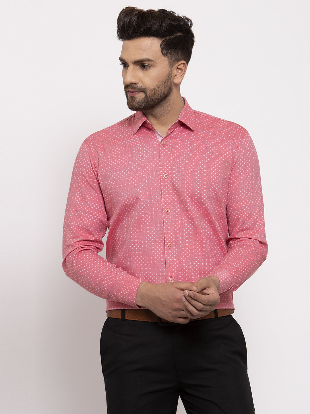 Jainish Red Men's Cotton Printed Formal Shirt's ( SF 774Coral ) - Distacart