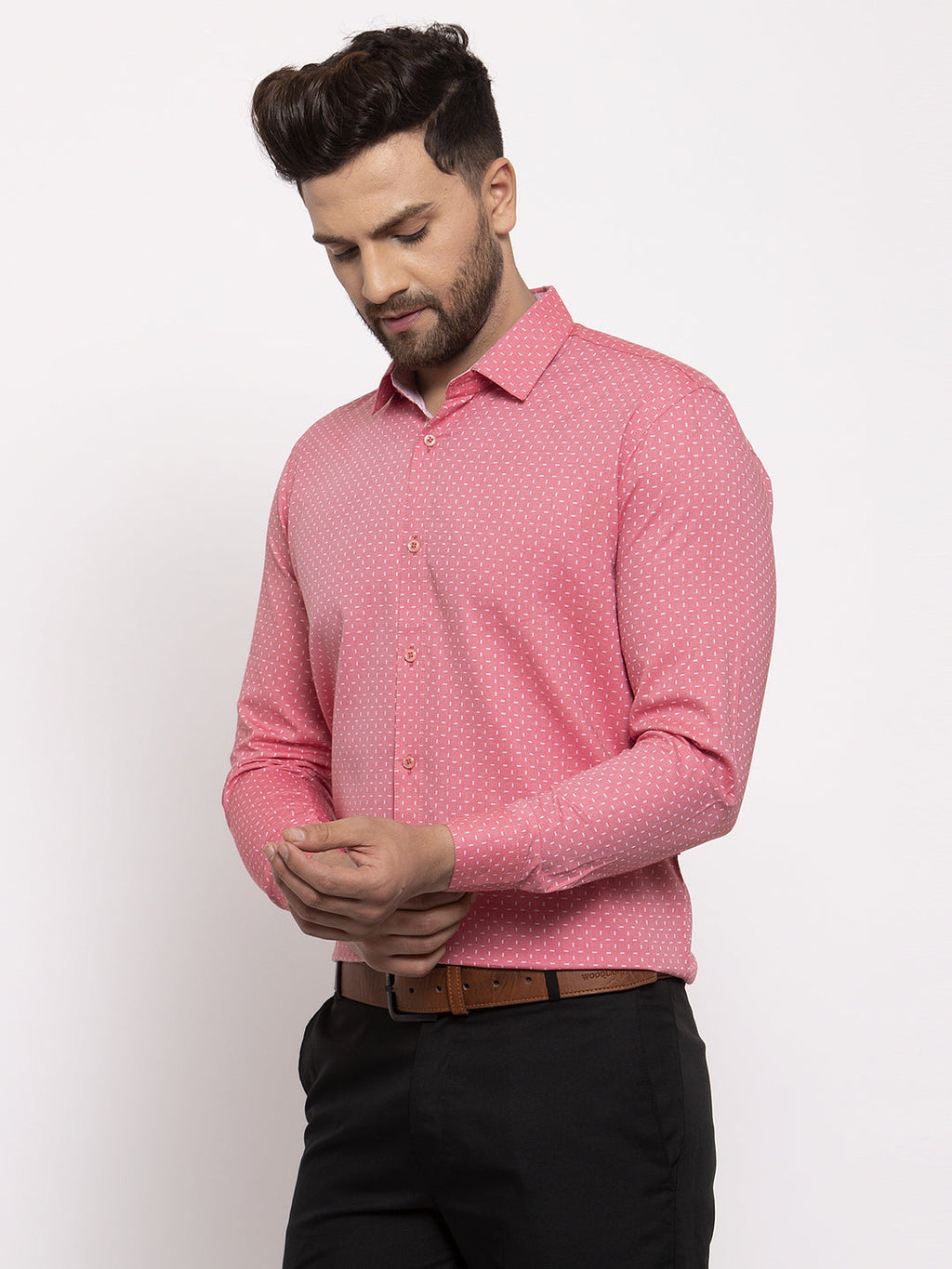 Jainish Red Men's Cotton Printed Formal Shirt's ( SF 774Coral ) - Distacart