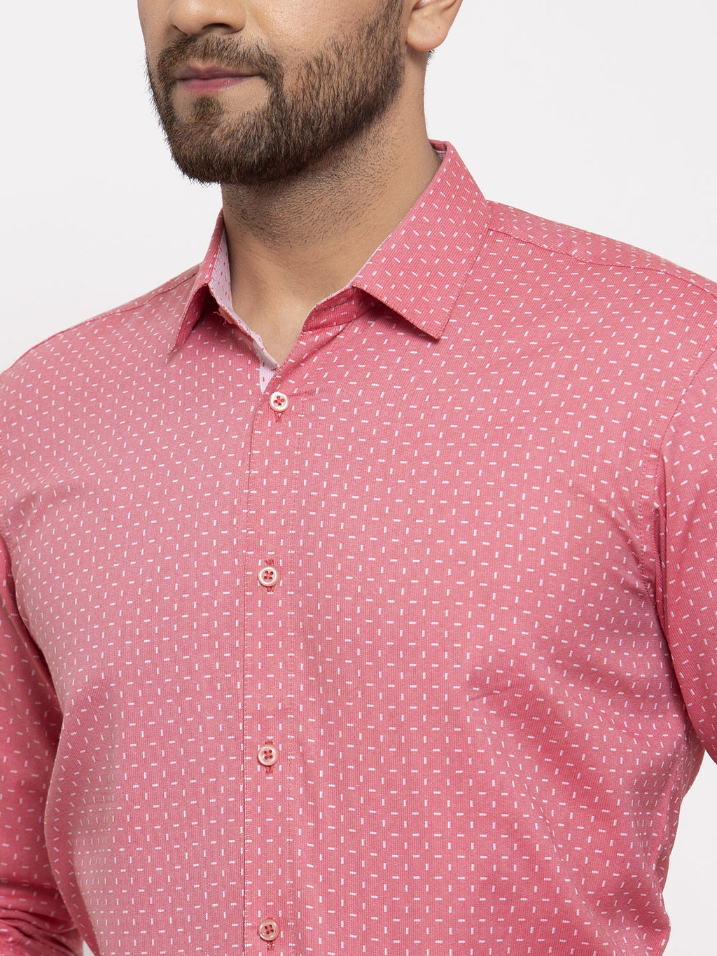 Jainish Red Men's Cotton Printed Formal Shirt's ( SF 774Coral ) - Distacart