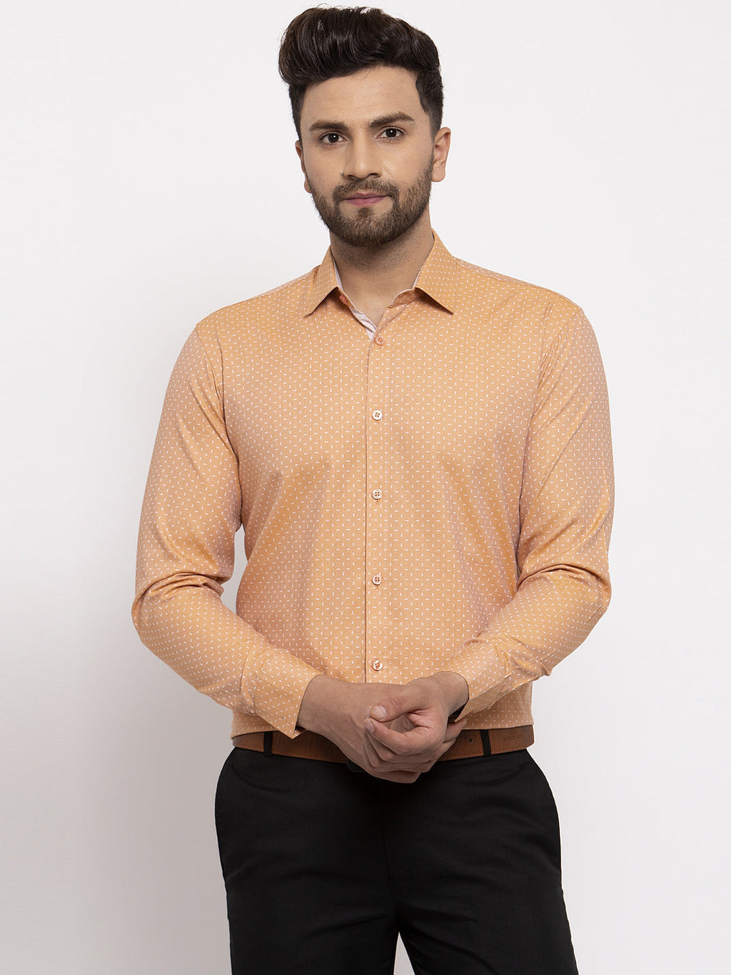 Jainish Brown Men's Cotton Printed Formal Shirt's ( SF 774Rust ) - Distacart