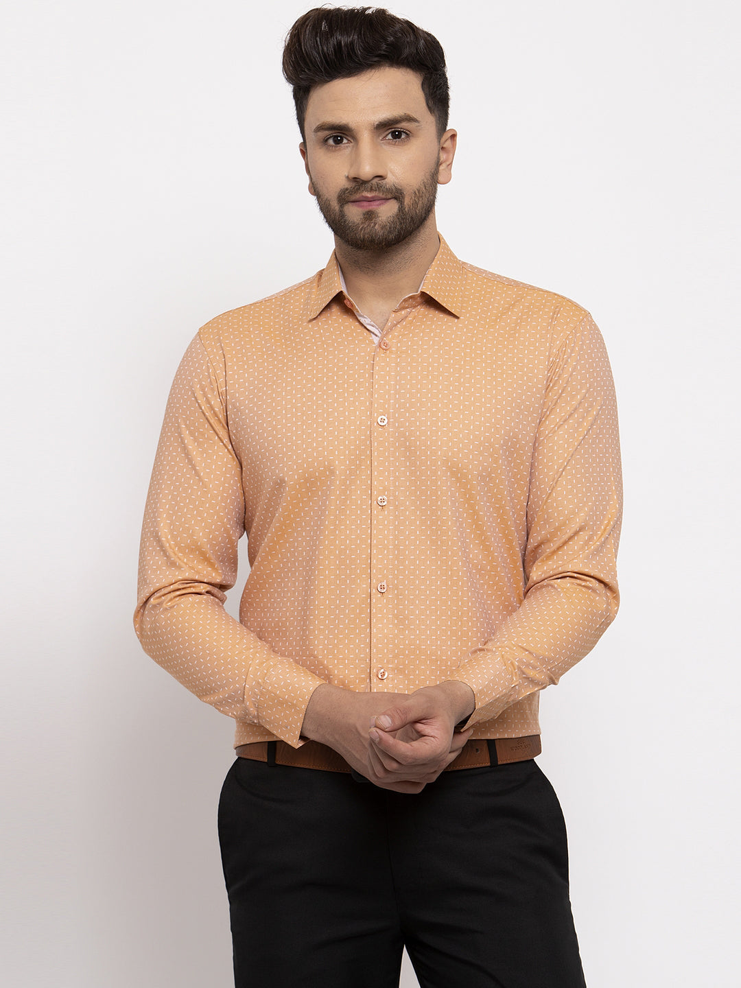 Jainish Brown Men's Cotton Printed Formal Shirt's ( SF 774Rust ) - Distacart
