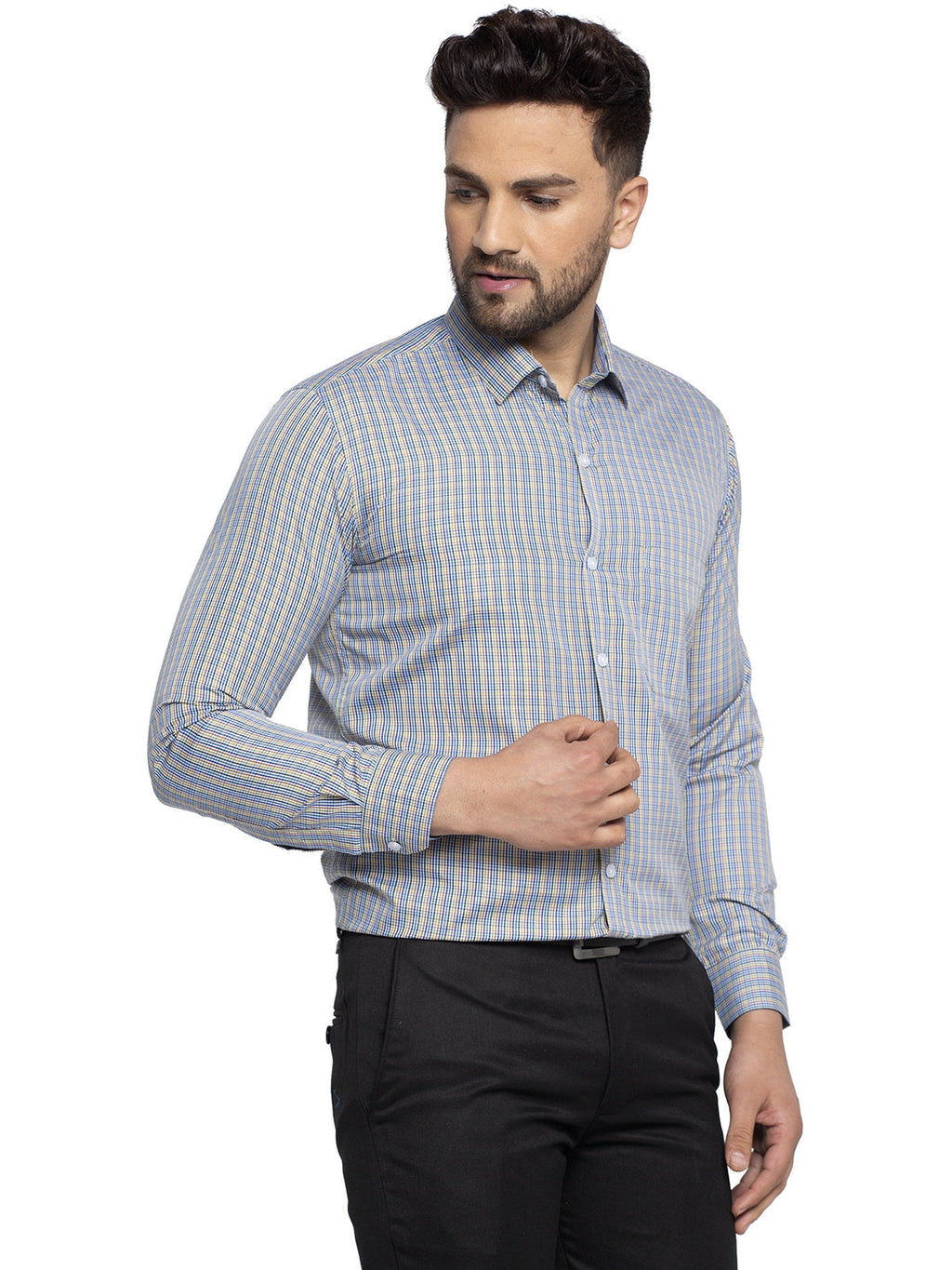Jainish Green Men's Cotton Checked Formal Shirt's ( SF 776Green ) - Distacart