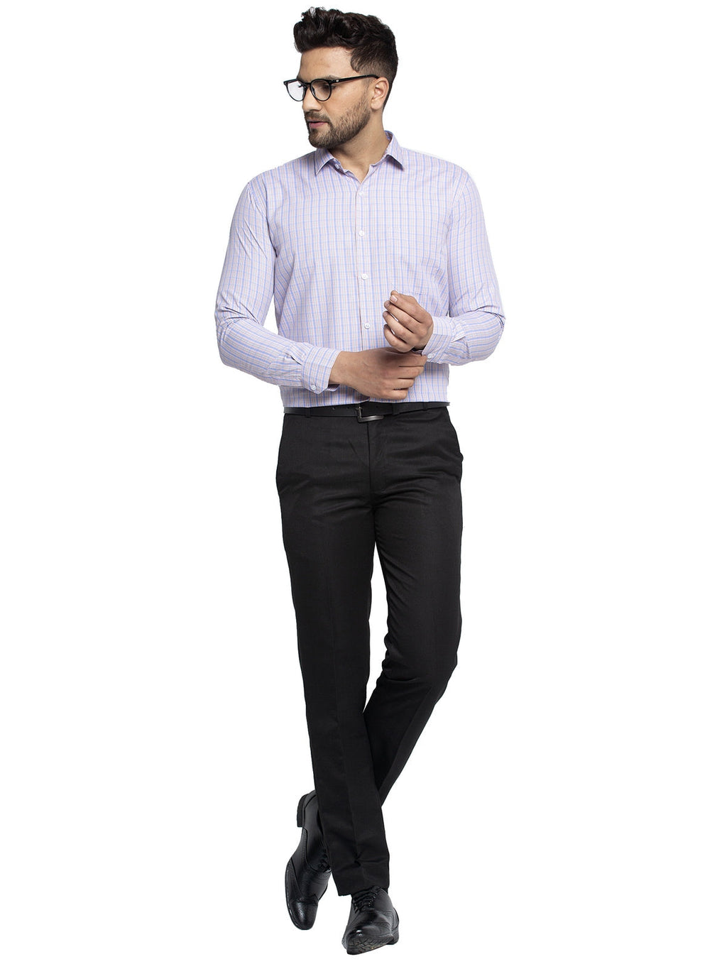 Jainish Multi Men's Cotton Checked Formal Shirt's ( SF 776Voilet ) - Distacart