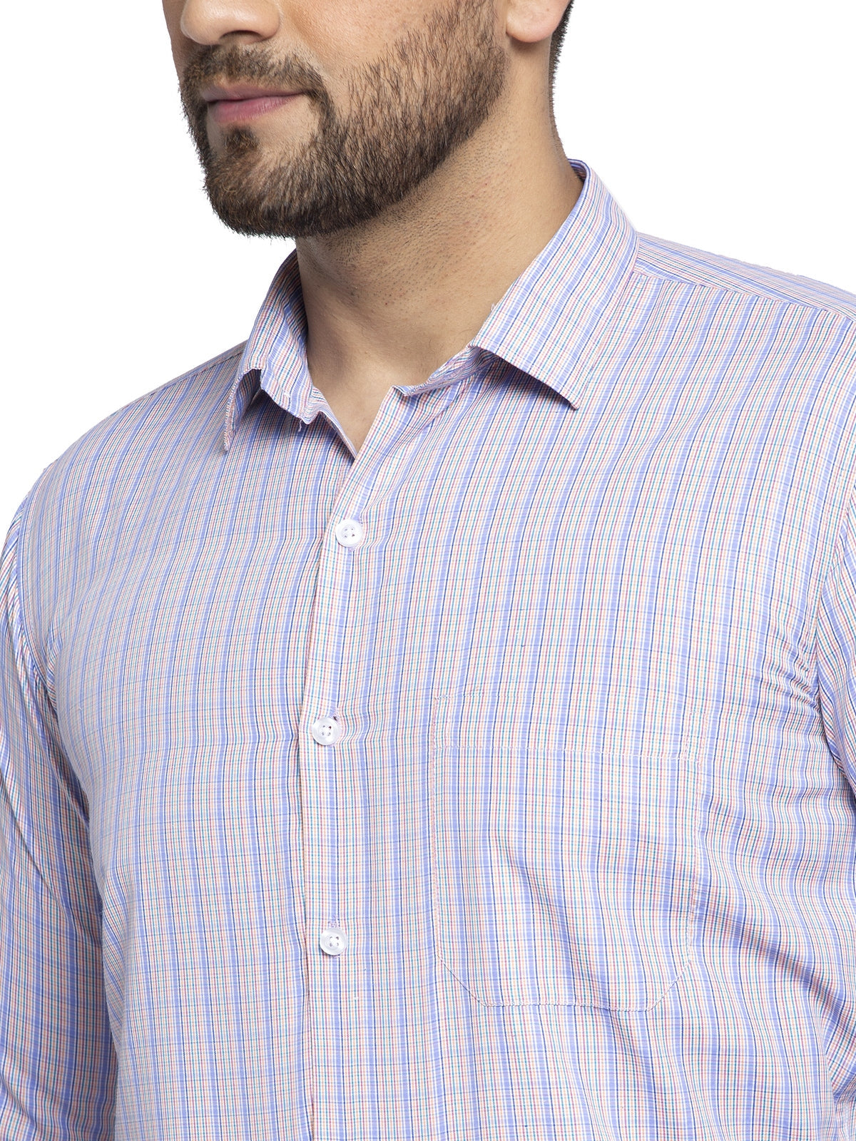 Jainish Multi Men's Cotton Checked Formal Shirt's ( SF 776Voilet ) - Distacart