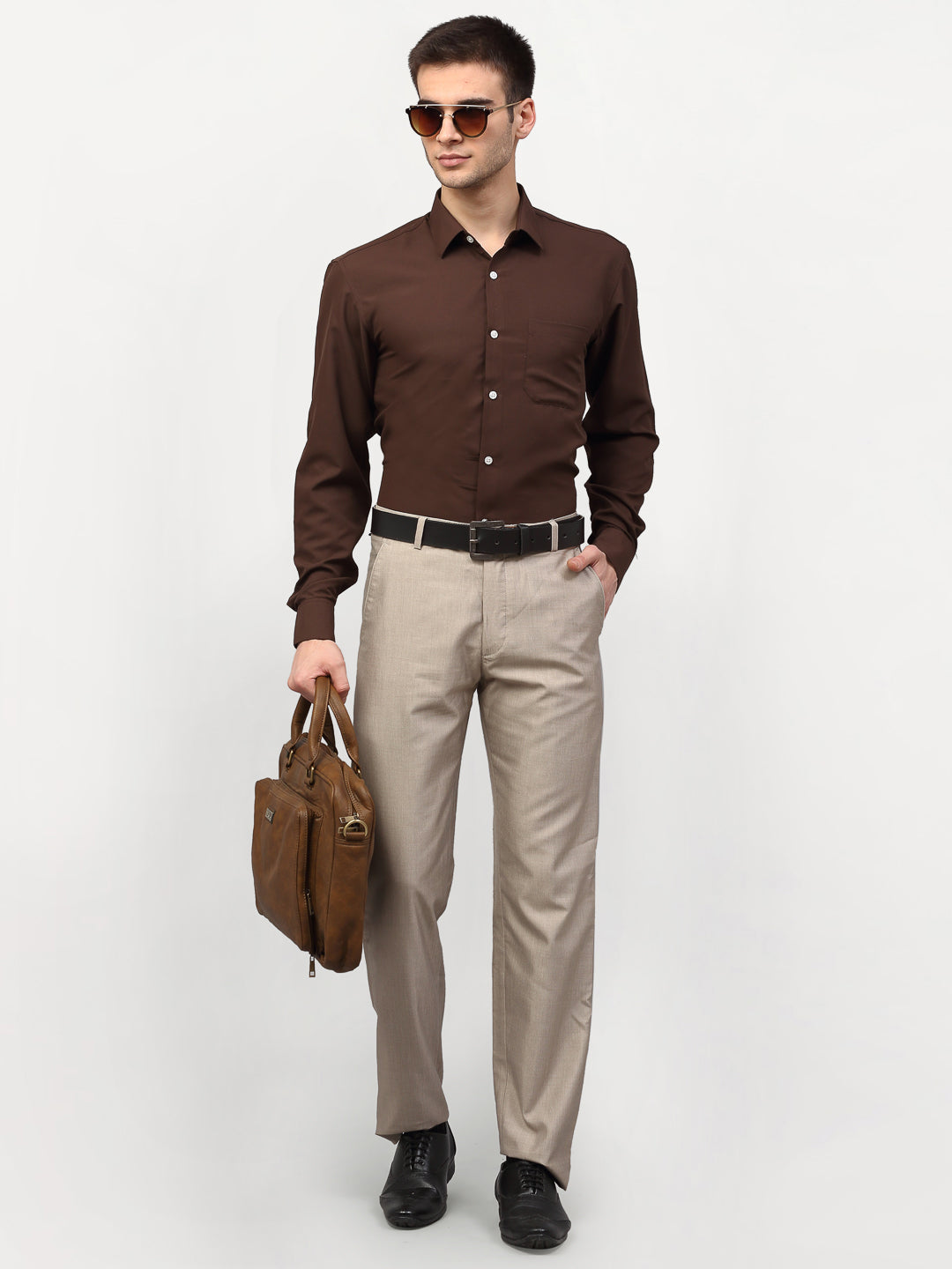 Jainish Brown Men's Solid Formal Shirts ( SF 777Coffee ) - Distacart