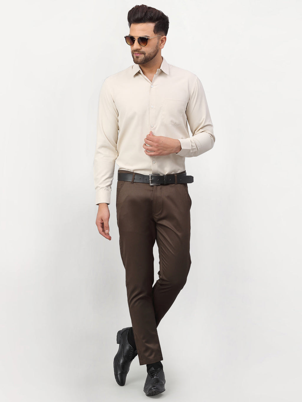 Jainish Beige Men's Solid Formal Shirts ( SF 777Light-Beige ) - Distacart