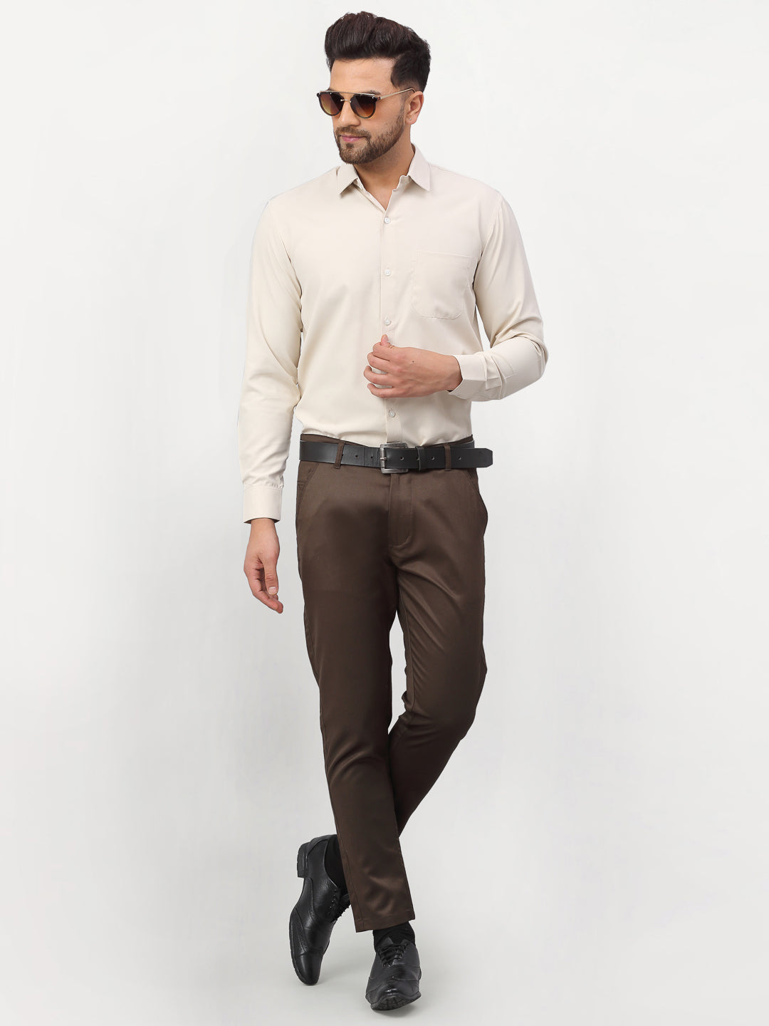 Jainish Beige Men's Solid Formal Shirts ( SF 777Light-Beige ) - Distacart