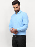Jainish Blue Men's Solid Formal Shirts ( SF 777Light-Blue ) - Distacart