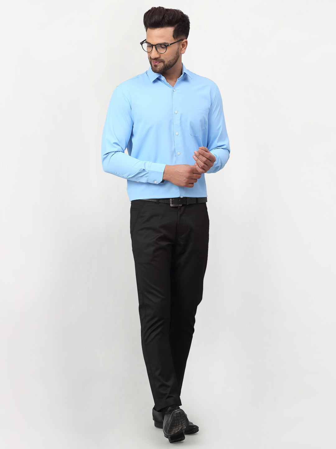 Jainish Blue Men's Solid Formal Shirts ( SF 777Light-Blue ) - Distacart