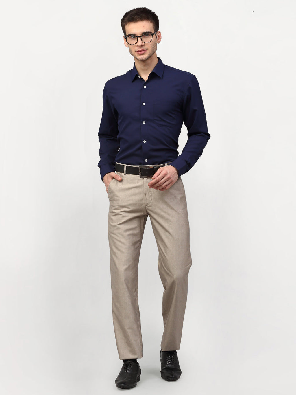 Jainish Navy Blue Men's Solid Formal Shirts ( SF 777Navy ) - Distacart