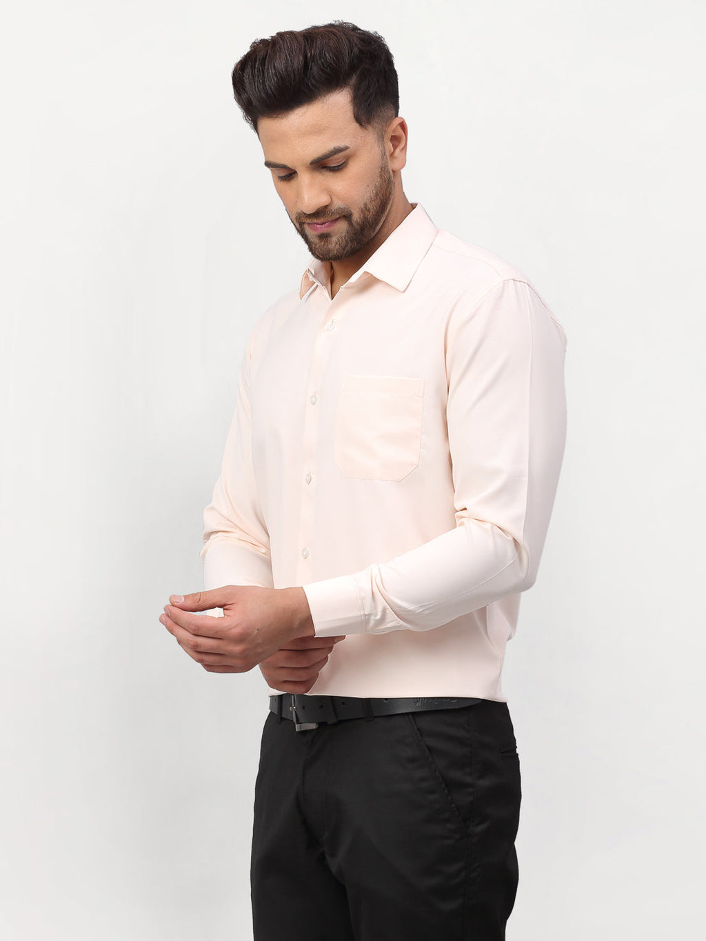 Jainish Peach Men's Solid Formal Shirts ( SF 777Peach ) - Distacart