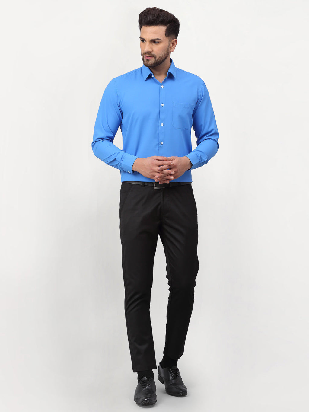 Jainish Blue Men's Solid Formal Shirts ( SF 777Sky ) - Distacart