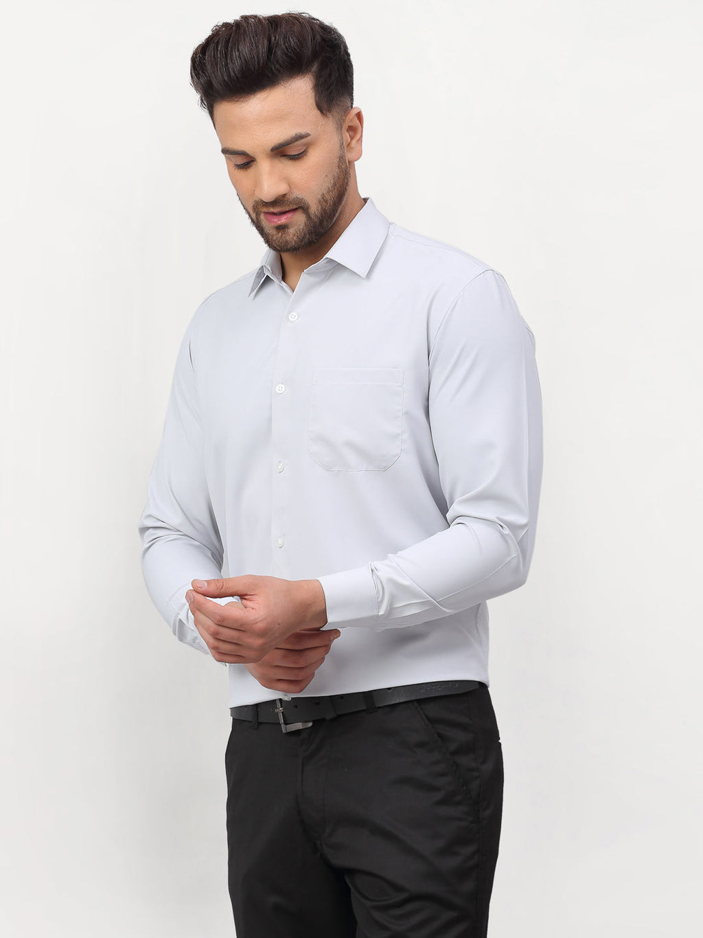Jainish Silver Men's Solid Formal Shirts ( SF 777Steel-Grey ) - Distacart
