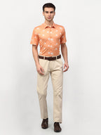 Jainish Peach Men's Printed Lycra Half Sleevess Formal Shirts ( SF 778Peach ) - Distacart