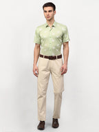 Jainish Green Men's Printed Lycra Half Sleevess Formal Shirts ( SF 778Pista ) - Distacart