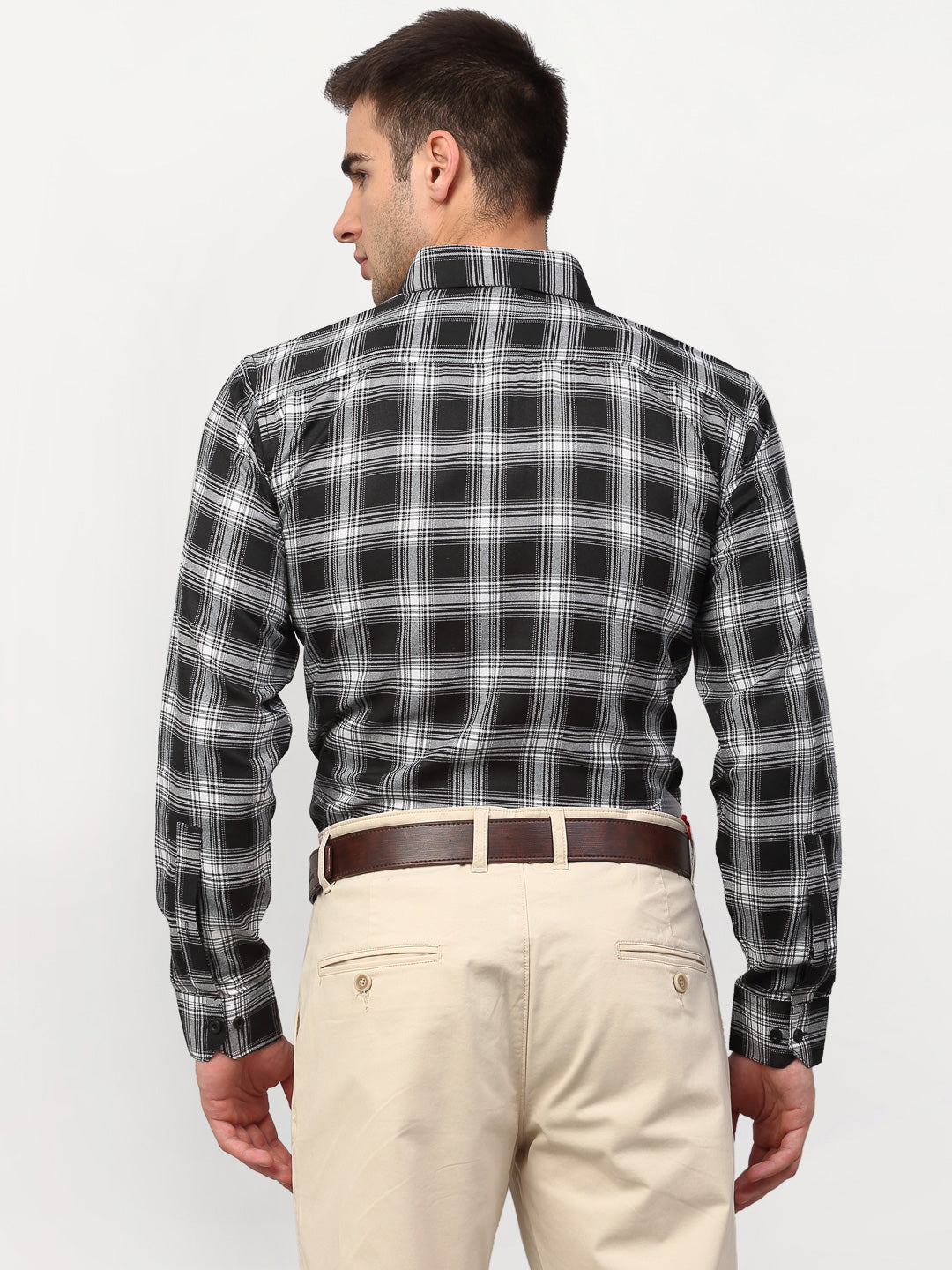 Jainish Black Men's Checked Formal Shirts ( SF 779Black ) - Distacart