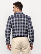 Jainish Navy Blue Men's Checked Formal Shirts ( SF 779Navy ) - Distacart