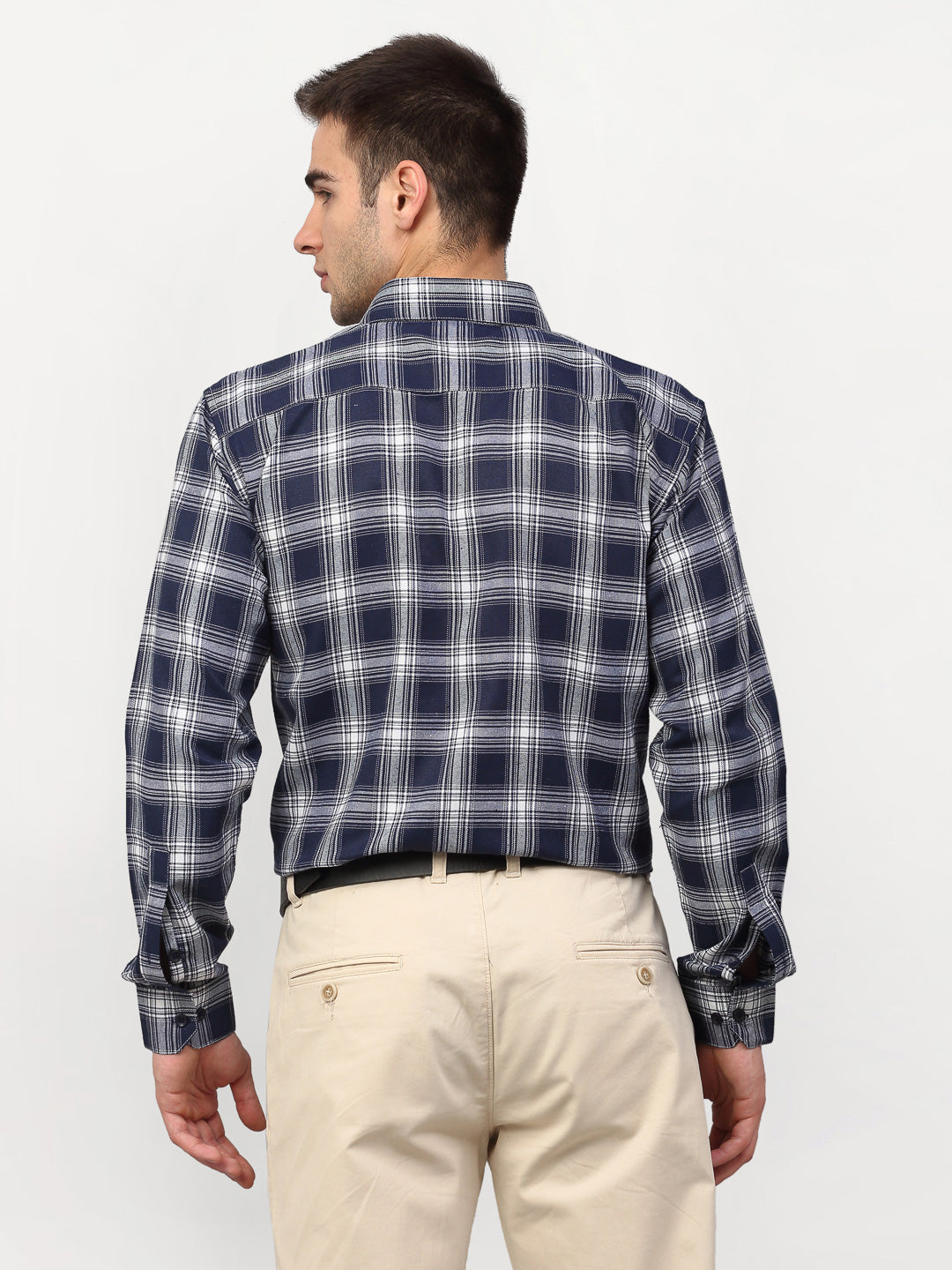 Jainish Navy Blue Men's Checked Formal Shirts ( SF 779Navy ) - Distacart