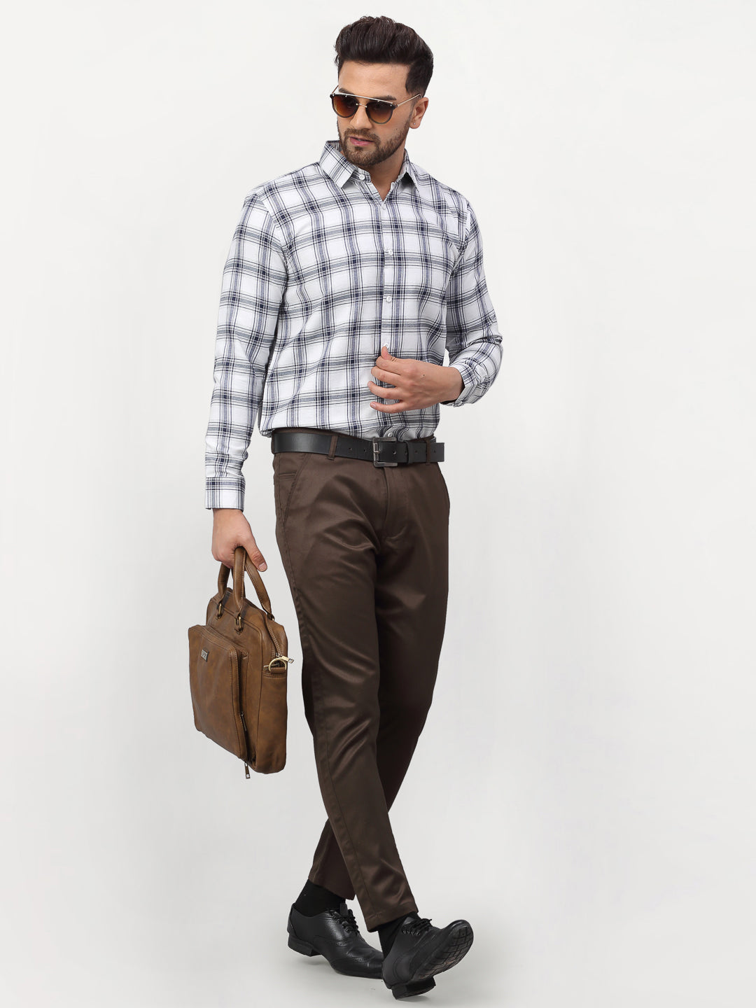 Jainish White Men's Checked Formal Shirts ( SF 779White ) - Distacart