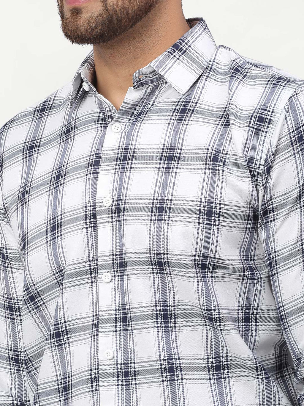 Jainish White Men's Checked Formal Shirts ( SF 779White ) - Distacart