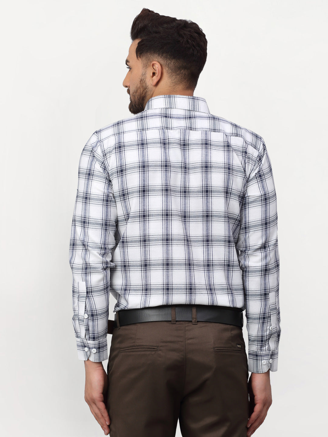 Jainish White Men's Checked Formal Shirts ( SF 779White ) - Distacart
