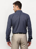 Jainish Blue Men's Checked Formal Shirts ( SF 780Blue-Grey ) - Distacart