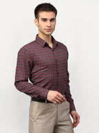Jainish Maroon Men's Checked Formal Shirts ( SF 780Maroon ) - Distacart