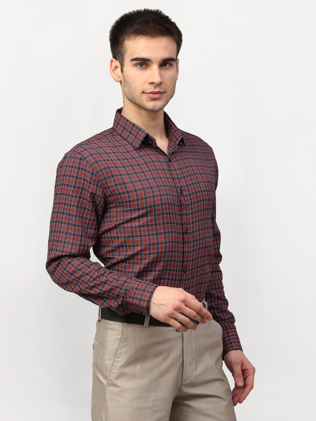 Jainish Maroon Men's Checked Formal Shirts ( SF 780Maroon ) - Distacart