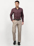 Jainish Maroon Men's Checked Formal Shirts ( SF 780Maroon ) - Distacart