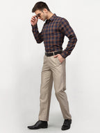 Jainish Orange Men's Checked Formal Shirts ( SF 781Orange-Blue ) - Distacart