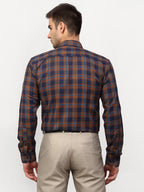 Jainish Orange Men's Checked Formal Shirts ( SF 781Orange-Blue ) - Distacart