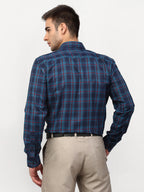 Jainish Blue Men's Checked Formal Shirts ( SF 781Sky-Blue ) - Distacart